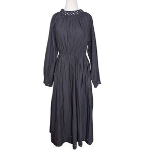 Chan Luu Black Cotton Midi Dress Mirror Embellished Open Back Tie Size 2